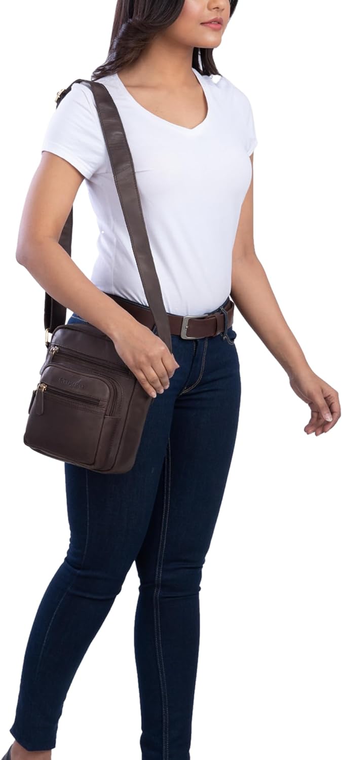 STILORD 'Fabian' Umhängetasche Leder Klein 9,7 Zoll Tablettasche für Herren Damen Leder Vintage Schu