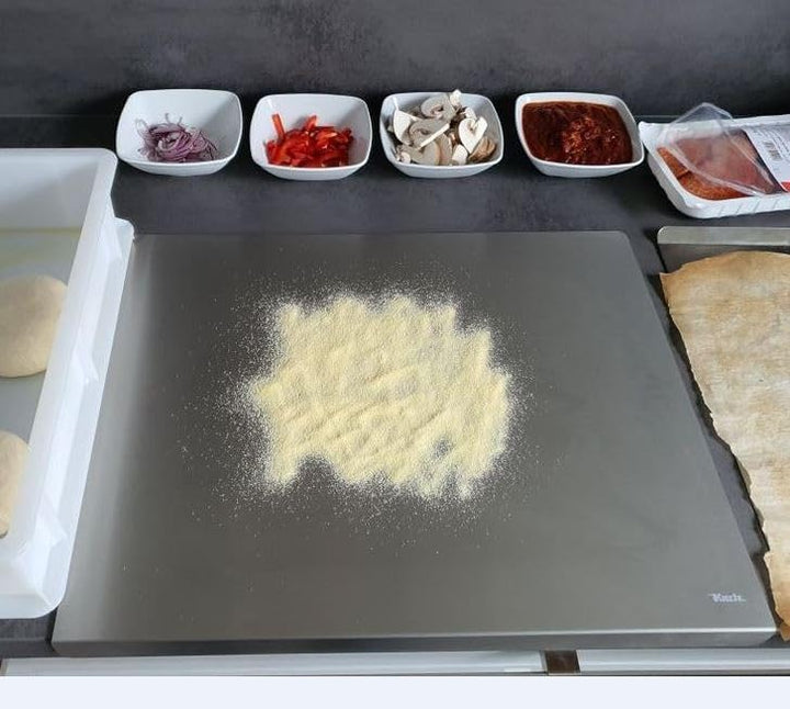 KOCH #68 Edelstahl Schneidebrett satinierte Oberfläche 50 x 40cm MIT hinterer Kantung - Hygiene Arbe