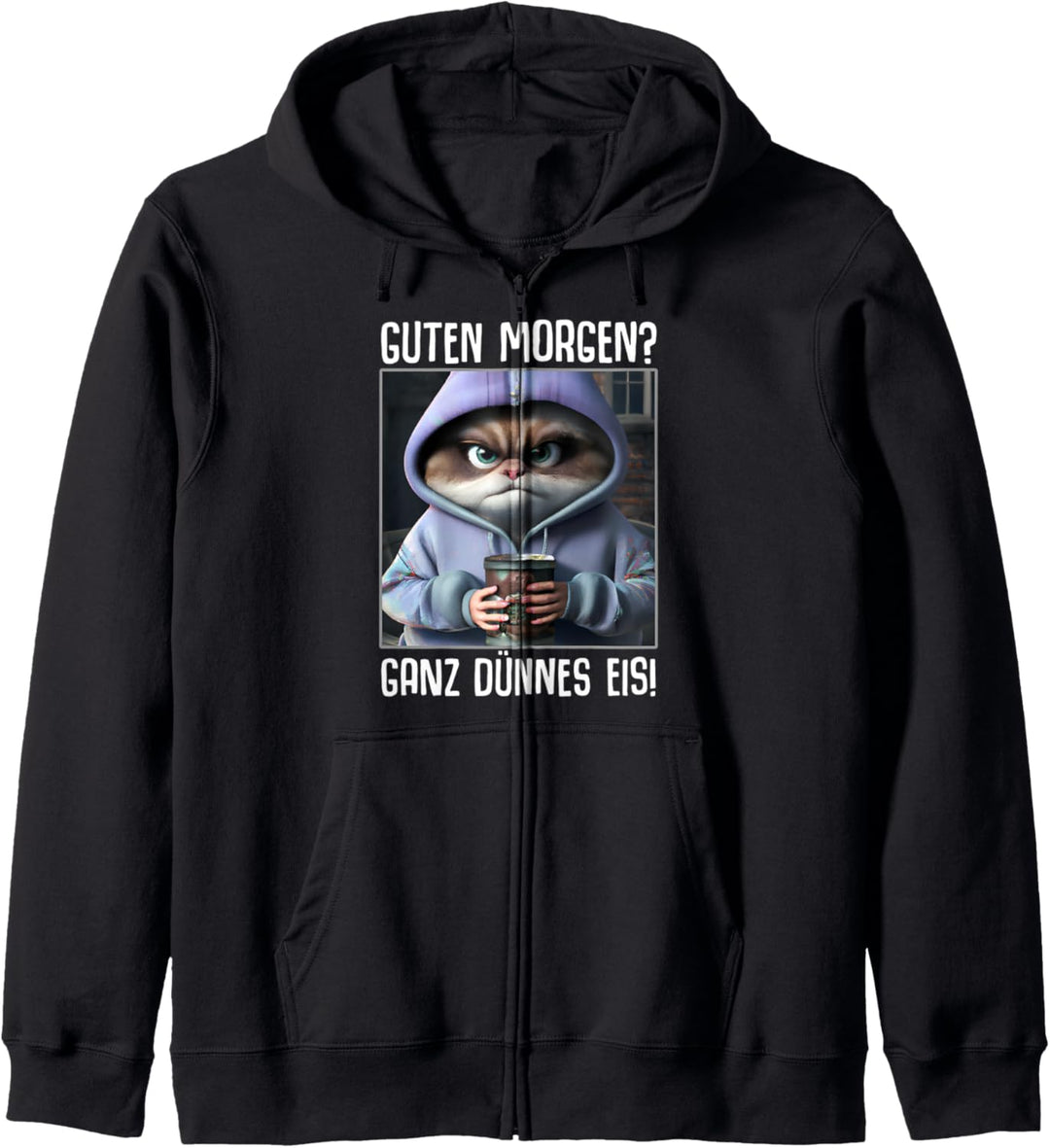 Kaffee Morgenmuffel Mitarbeiter Spruch Lustig Katze Geschenk Kapuzenjacke