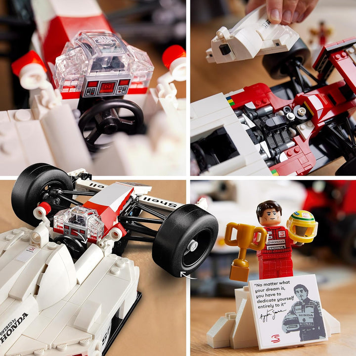 Lego Icons McLaren MP4/4 &amp; Ayrton Senna Modellauto Set, F1 Rennwagen Bausatz für Erwachsene mit Renn