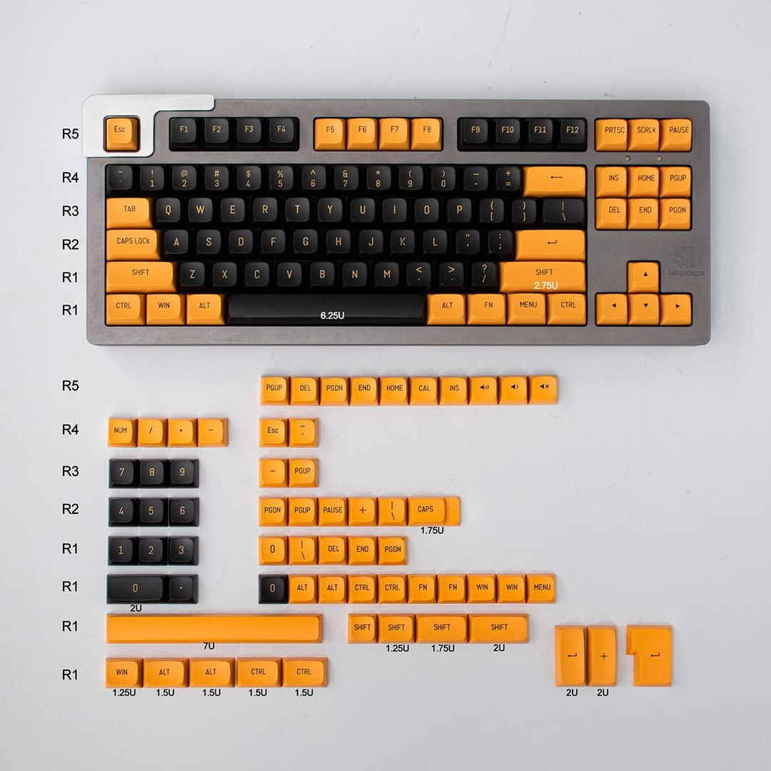Schwarzes und orangefarbenes Tastenkappen-Set Doubleshot MSA Profile 150 Keys Custom Keycaps für Che
