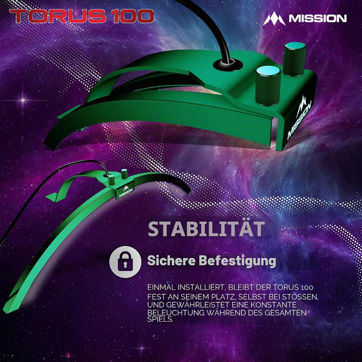 Mission Darts TOR100 Torus 100 | Dartscheibe LED klappbar tragbar Dartscheibe Reise Beleuchtungssyst