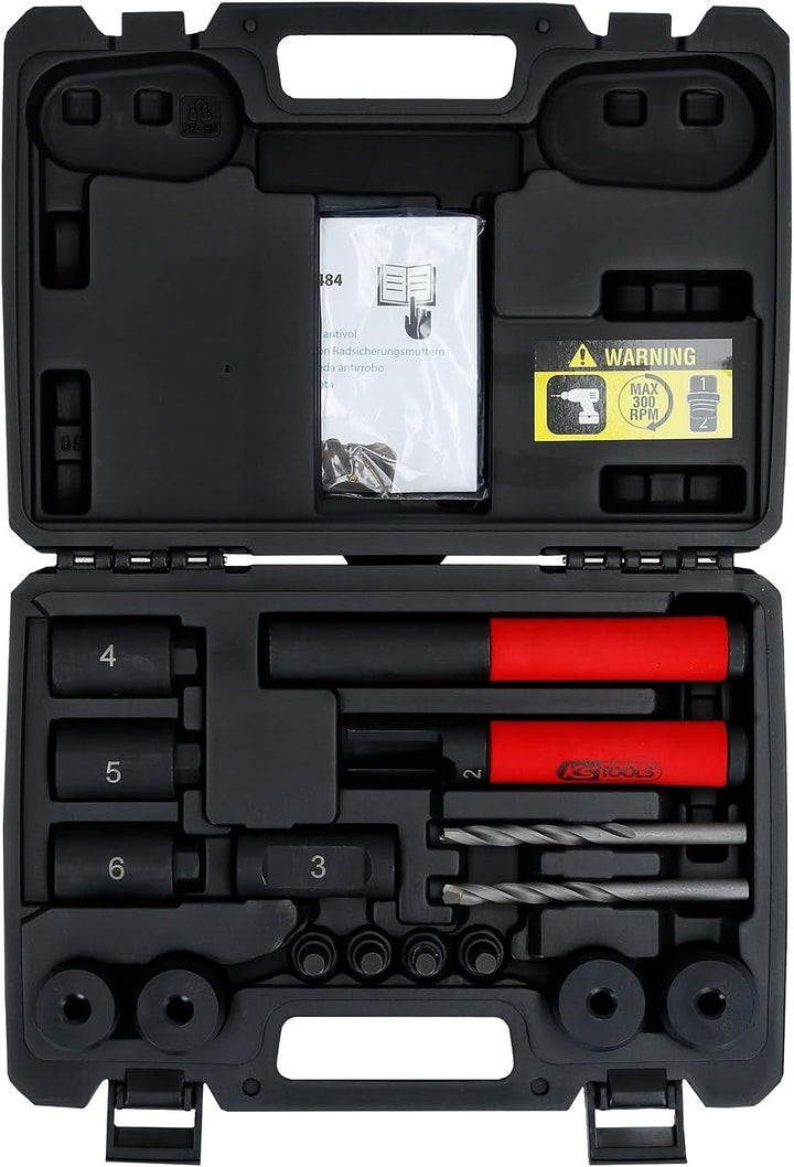 KS Tools 913.1484 Felgenschloss-Ausbohr-Satz, 16-tlg