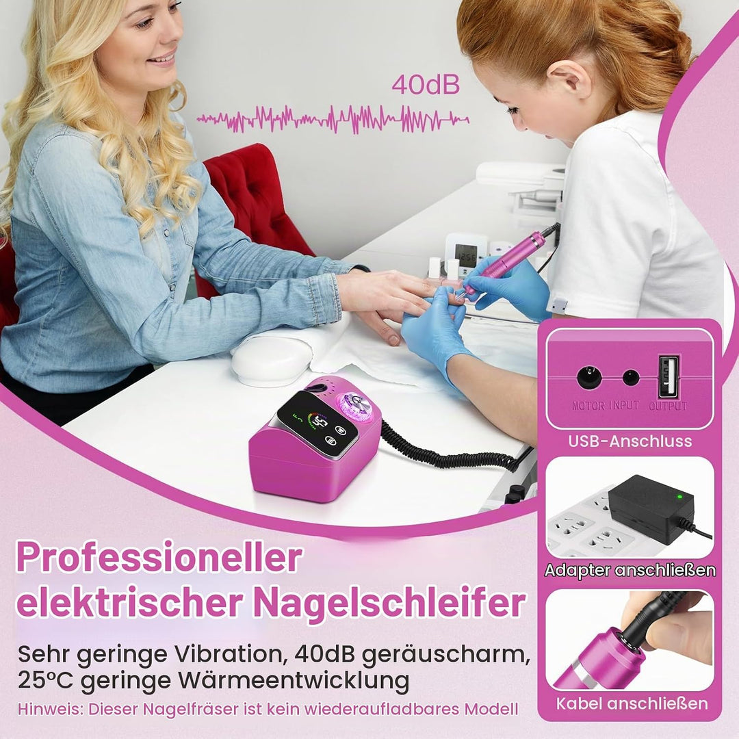 Elektrischer Nagelfeile Nagelfräser für Gelnägel, 45000 U/min Nagelfräser Professioneller mit LCD-An