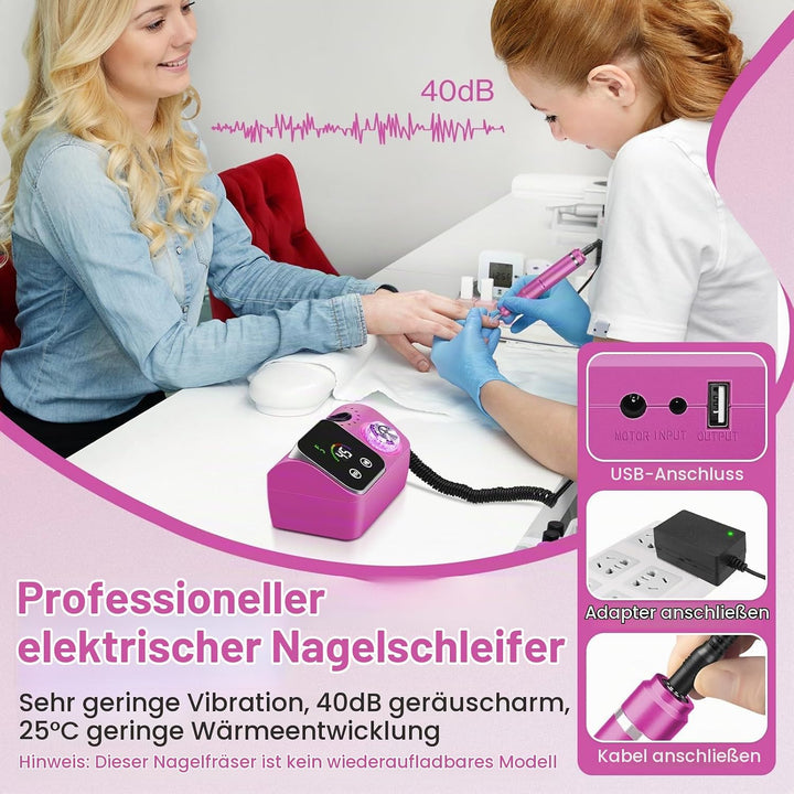 Elektrischer Nagelfeile Nagelfräser für Gelnägel, 45000 U/min Nagelfräser Professioneller mit LCD-An