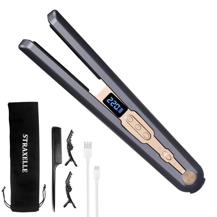 2 in 1 Glätteisen Locken und Glätten, 160°C-220°C Reise Glätteisen Kabellos 10000mAh Akku Haarglätte