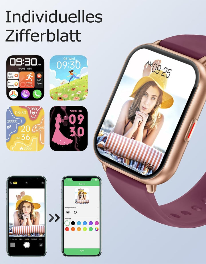 RUIMEN Smartwatch mit Telefonfunktion,Smartwatch für Damen Herren HD-Touch Screen Fitnessuhr mit SpO