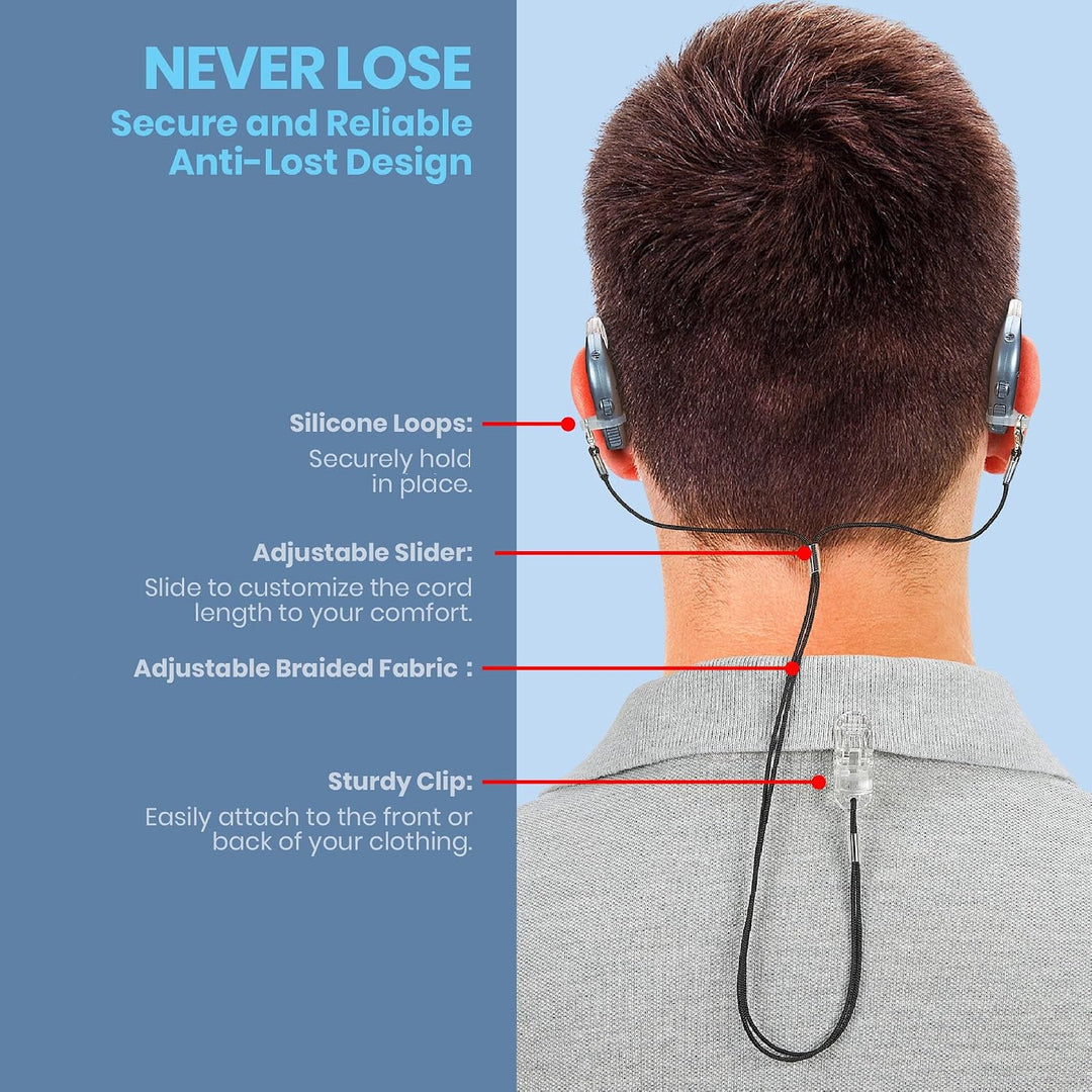 MEDca Verstärker Clips - Schutzhalter mit Anti-Verlust Lanyard Schnur - Seil mit Schlaufen, Clip und