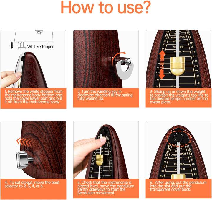 TERENCE Mechanisches Metronom für Klavier Gitarre Bass Violine Bass Metronom mit hoher Präzision Tra