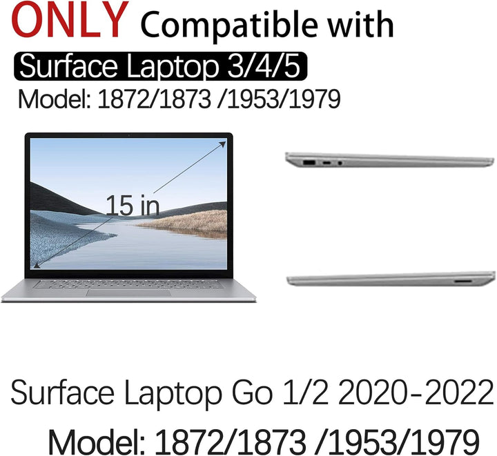 Hülle für 15" Microsoft Surface Laptop 5/4/3, 2022, 2021, 2019 Metalltastatur Modell 1872/1873/1953/