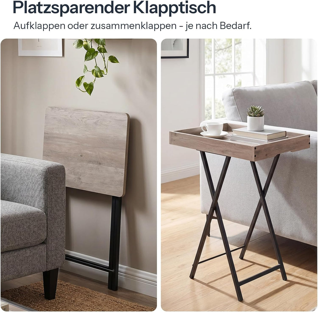HOOBRO Beistelltisch, Klappbarer Nachttisch, Couchtisch, Faltbarer TV-Tablett zum Essen, Snack-Abend