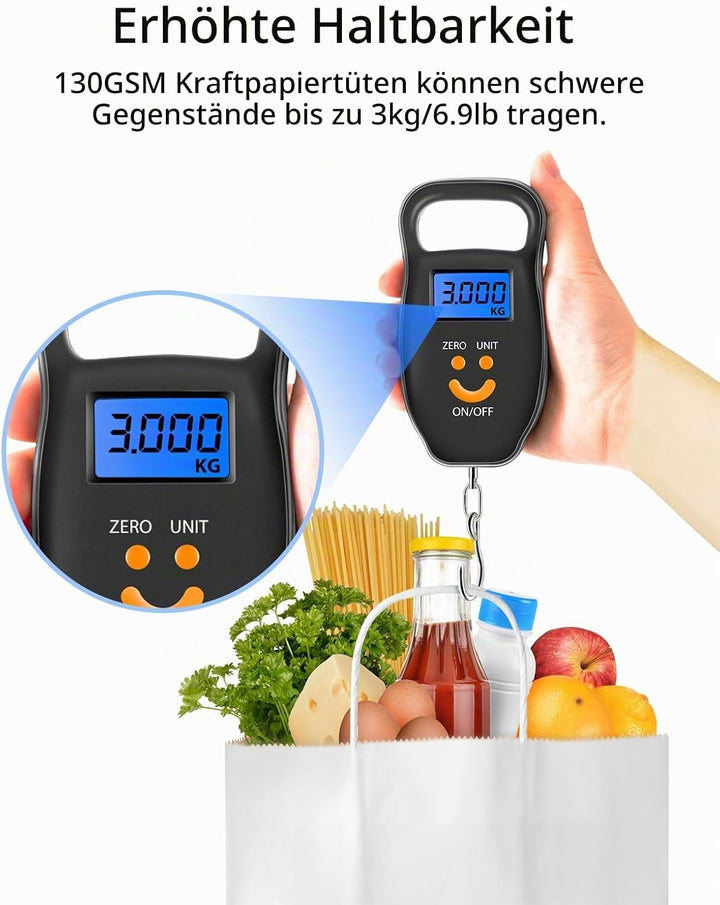 BESCOST Papiertüten, 40 Stück Geschenktüten Weiss, Geschenktüten mit Henkel, 21 x 15 x 8 cm, Papiert