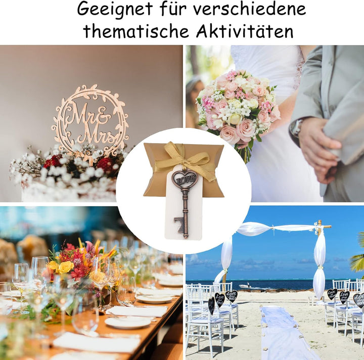 Makhry 50 Stück Schlüssel Flaschenöffner Hochzeit Herz Vintage Rustikal Hochzeitsgeschenke Souvenir