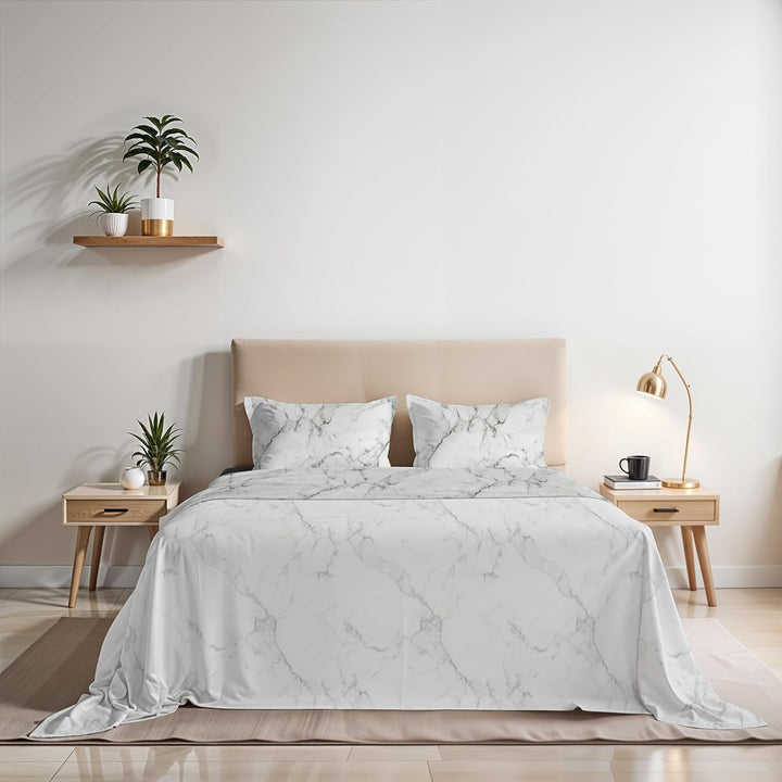 Italian Bed Linen, Fashion Bettwäsche-Set, Microfiber, Marble, Doppelbett Doppelbett Marble, Doppelb
