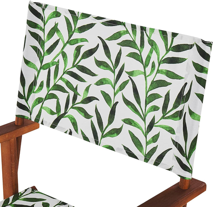Moderne Stoffbezüge Blattmuster weiss / grün 2er Set für Gartenstühle Cine