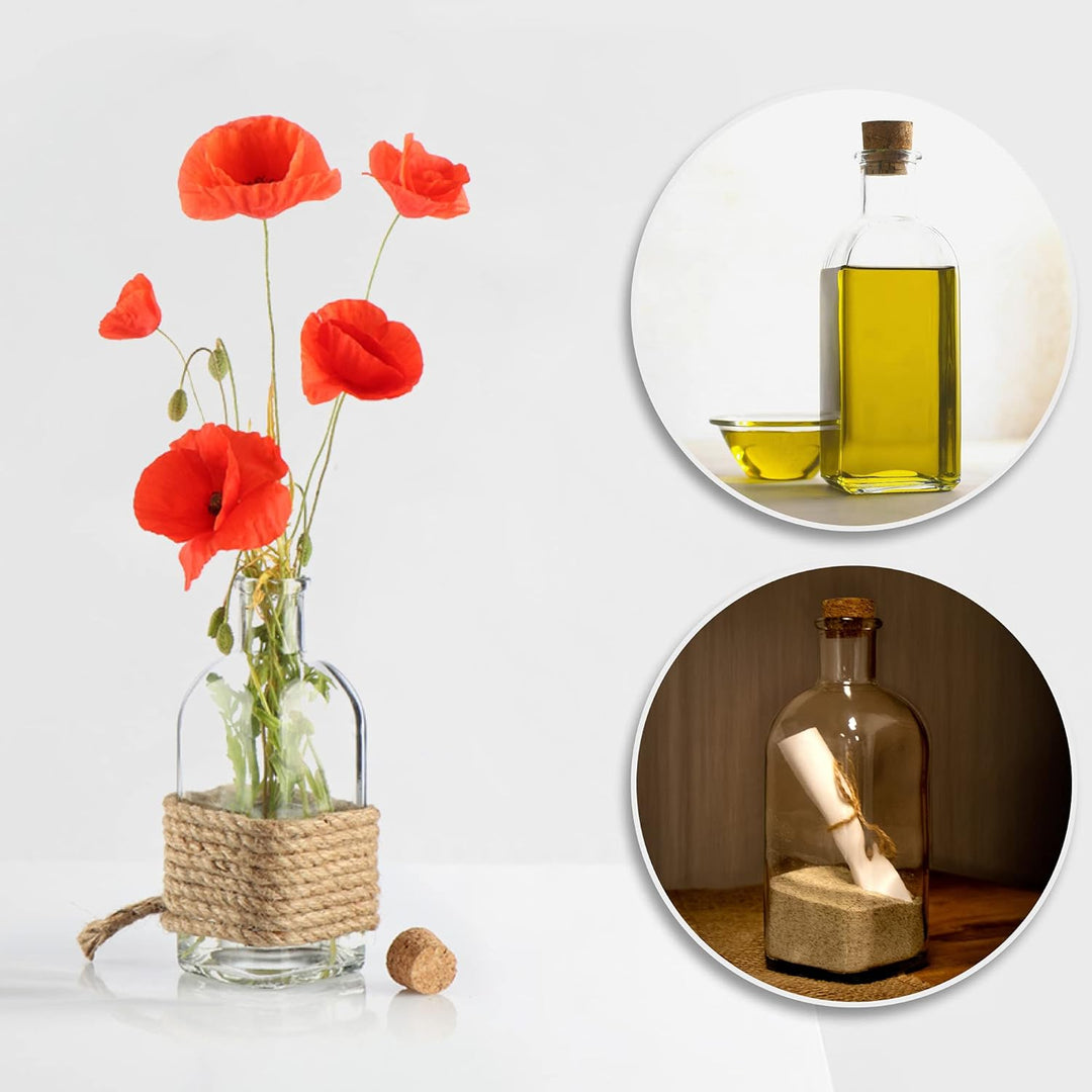 com-four® 6x Glasflasche 500 ml mit Korken - leere Flasche mit Korkenverschluss - Glasbehälter zum B