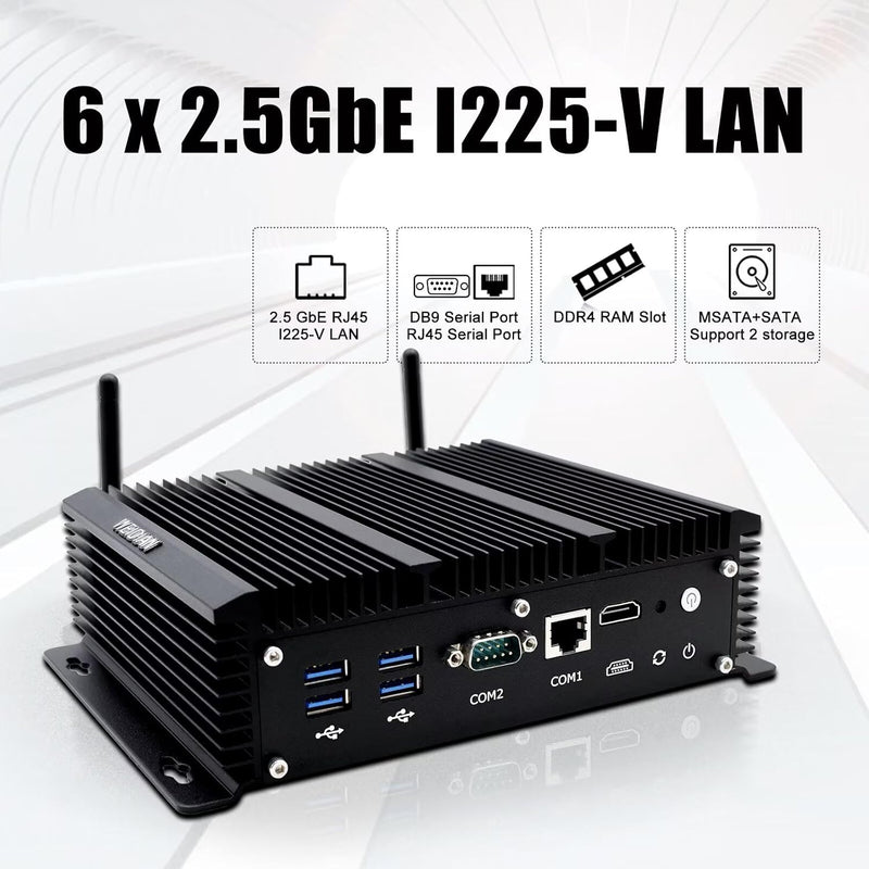 WEIDIAN Firewall Micro Appliance 2.5G, Firewall Box 6 RJ45 2.5GbE Port, Firewall Appliance Core i3-8