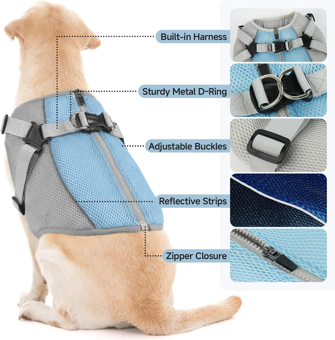 Kühlweste für Hunde mit Geschirr, Kühler Jacke Dogs Cooling Vest für Outdoor Jagd Training Und Campi