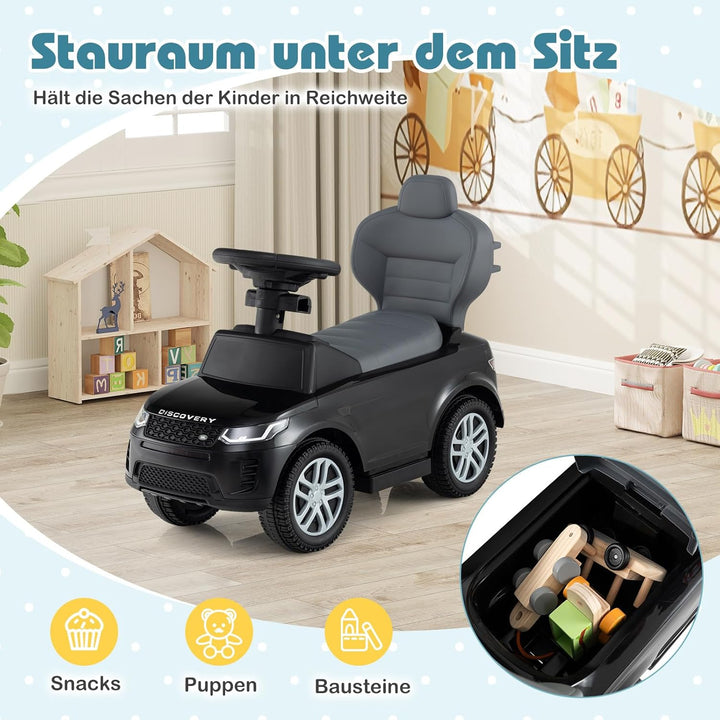 COSTWAY 3-in-1 Rutschauto mit Schiebestange, Rutschfahrzeug mit abnehmbarem Griff und Schutzbügel, R