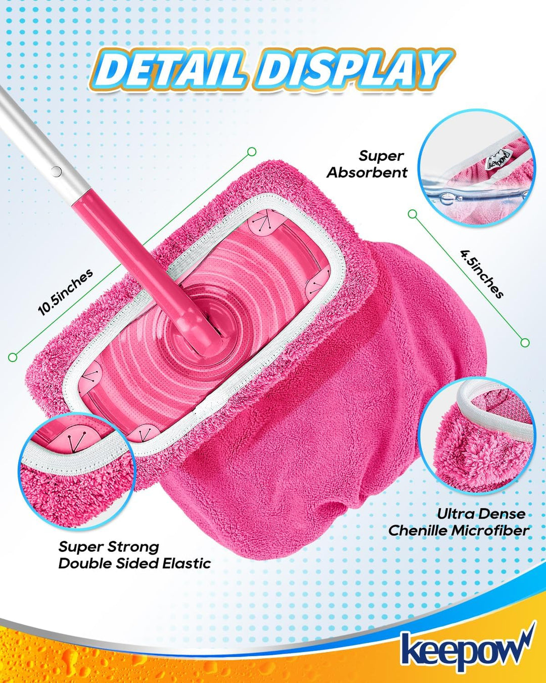 KEEPOW 8 Stück Mikrofaser Tücher für Swiffer Bodenwischer, Nass & Trocken, Wiederverwendbare für Swi