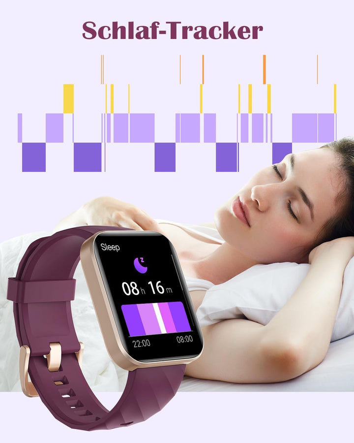 RUIMEN Smartwatch Damen Herren mit Telefonfunktion Fitnessuhr Schrittzähler Uhr mit Pulsmesser SpO2