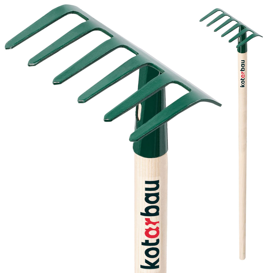 KOTARBAU® Gartenrechen mit 6 Zinken aus Stahl Gartenwerkzeug 109x1000mm, 109x1000mm