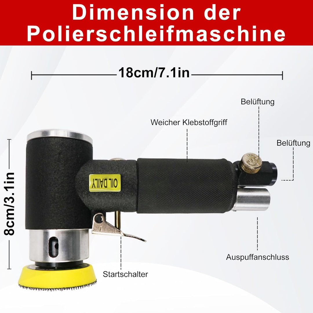 63 in 1 Druckluft Exzenterschleifer Mini Poliermaschine Auto Polierer Set, Exzenter Schleifer Druckl