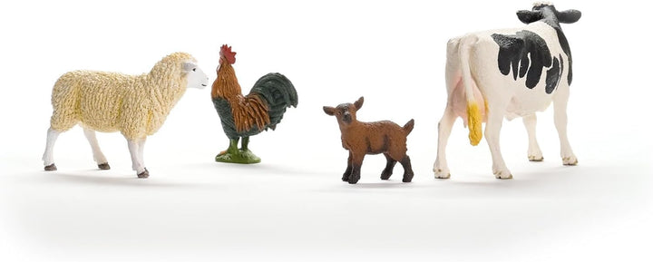 schleich FARM WORLD | Bauernhof Starterset 42729 | Spielset mit Ziege, Kuh, Schaf & Hahn | detailget