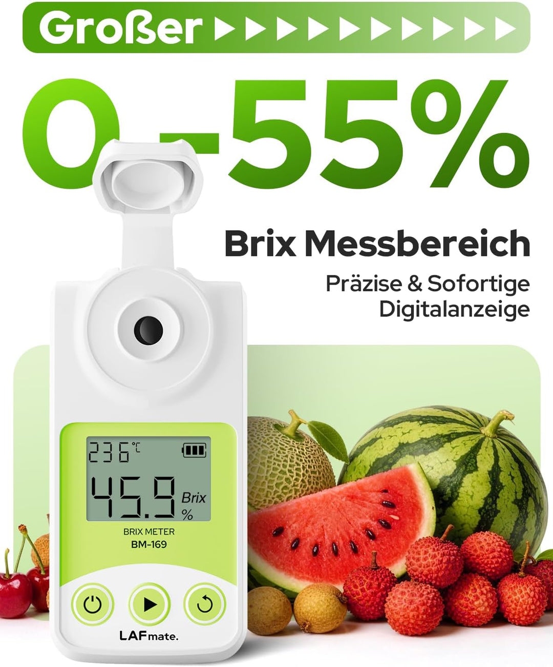Digital Refractometer Range 0-55% Brix for Wine Making, Home Brewing, Brix Refractometer with ATC fo