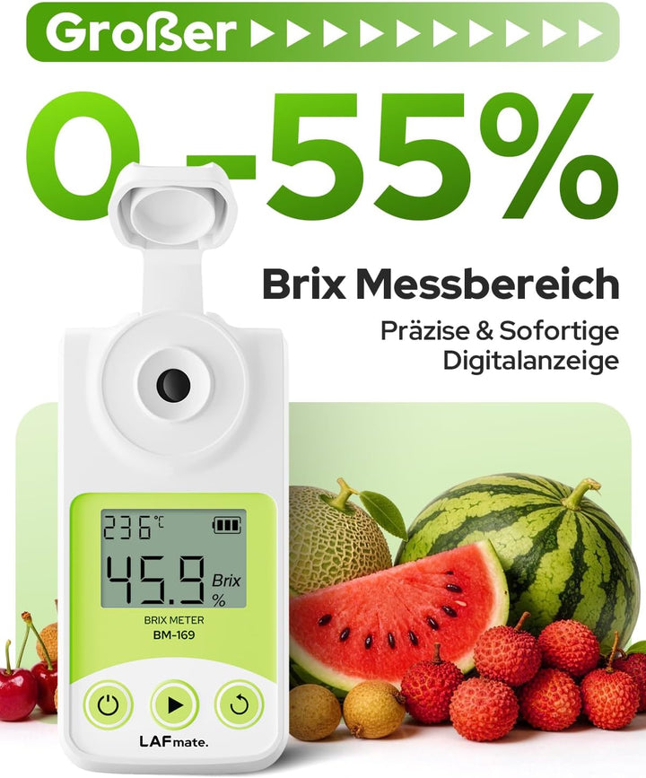 Digital Refractometer Range 0-55% Brix for Wine Making, Home Brewing, Brix Refractometer with ATC fo