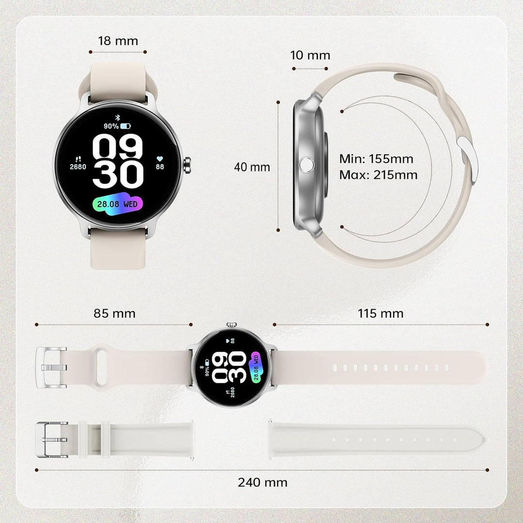 Smartwatch Damen Herren Rund, 1.27" AMOLED Smart Watch mit Telefonfunktion, Fitnessuhr mit Pulsuhr S