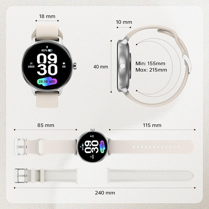Smartwatch Damen Herren Rund, 1.27" AMOLED Smart Watch mit Telefonfunktion, Fitnessuhr mit Pulsuhr S