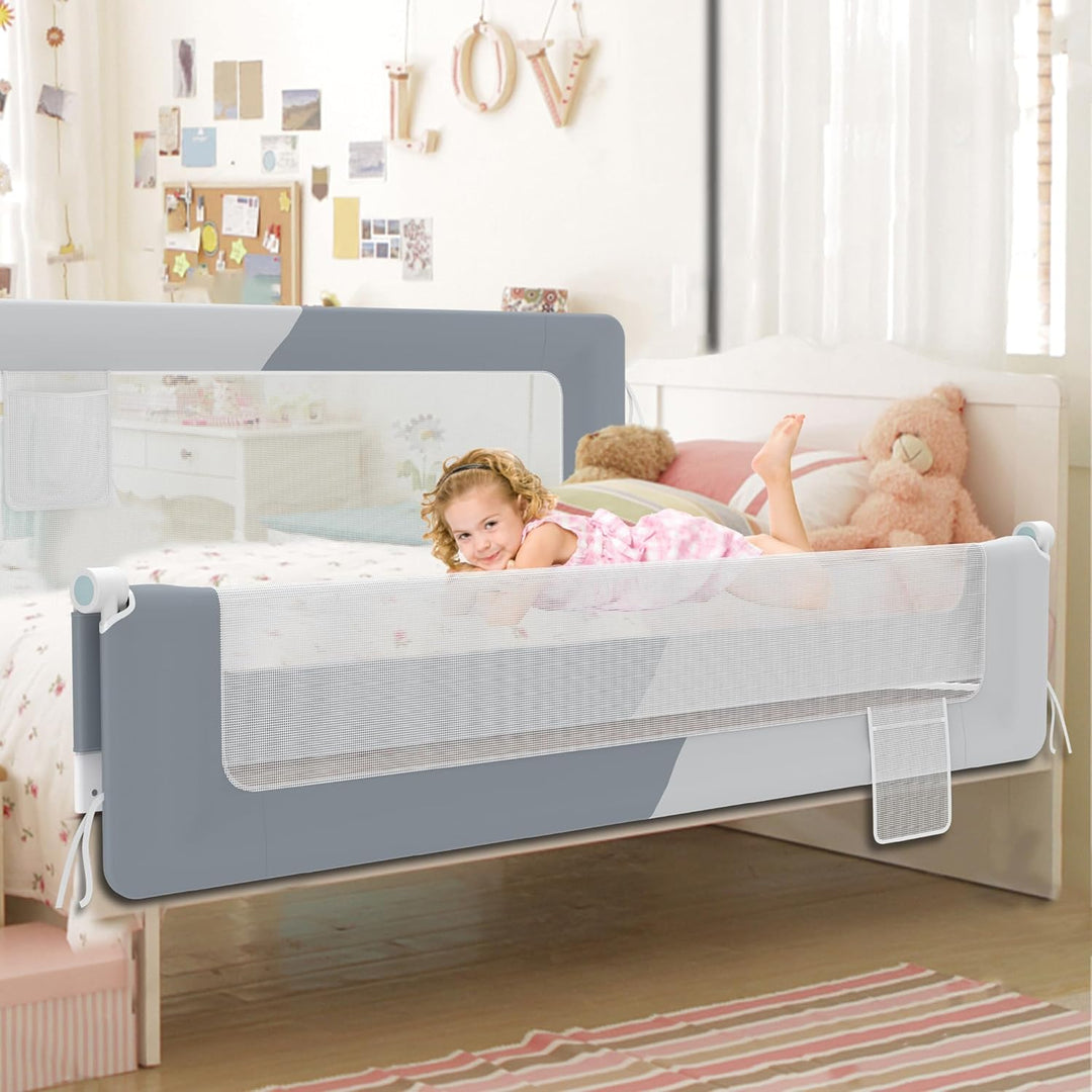 AufuN Bettgitter Bettschuztgitter Portable 200cm, Faltbar Kinderbettgitter für Kinder Babybettgitter