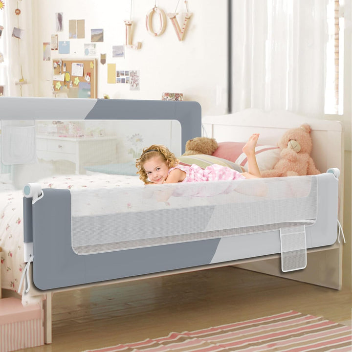 AufuN Bettgitter Bettschuztgitter Portable 200cm, Faltbar Kinderbettgitter für Kinder Babybettgitter