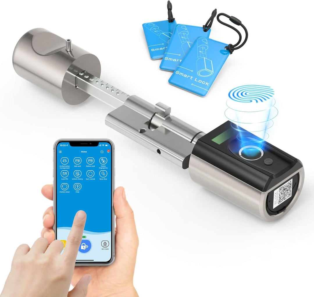 RUILON Türschloss Fingerabdruck,Elektronisches Türschloss mit RFID WiFi Bluetooth,Transponder,Finger