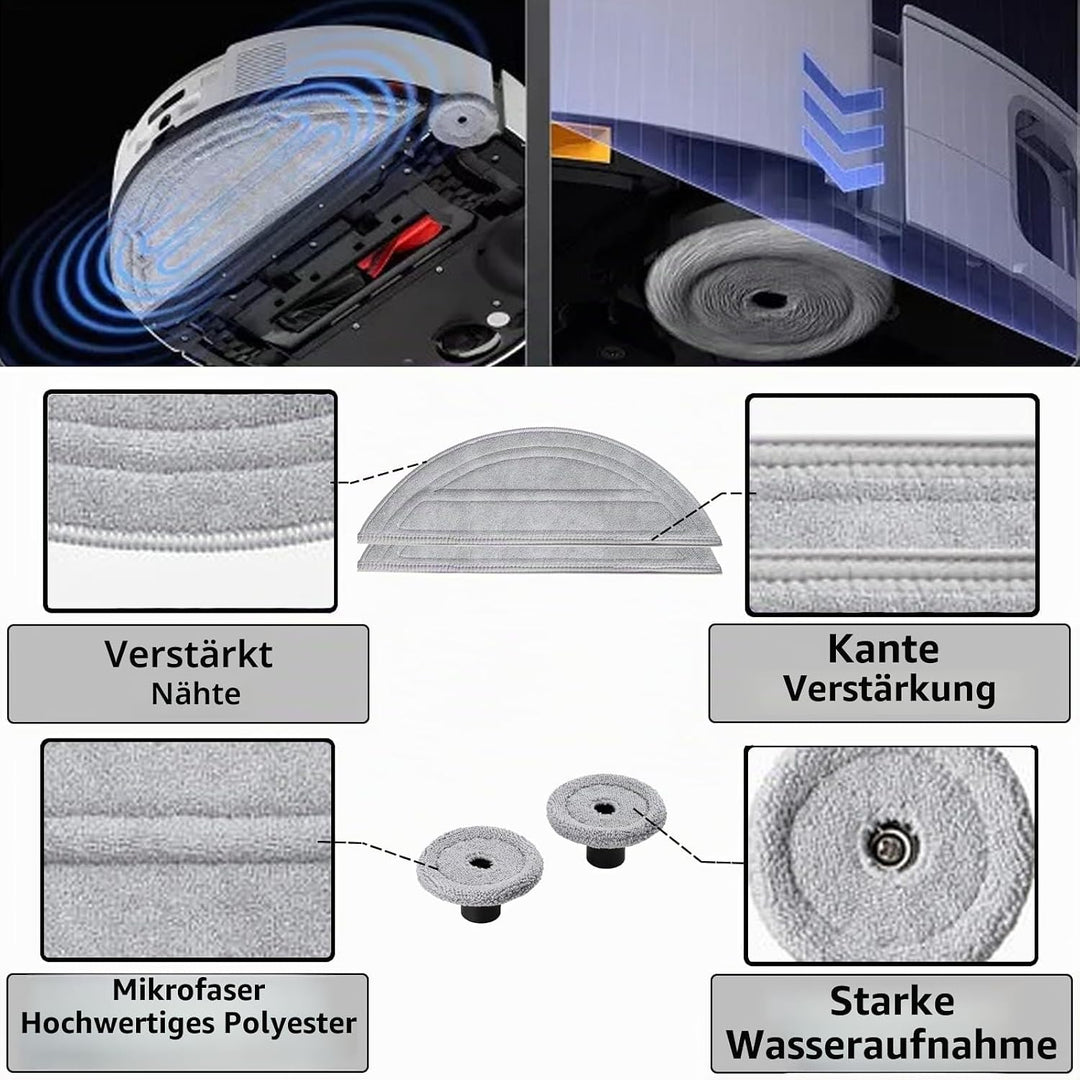 Zubehör für Roborock Saros 10 Staubsauger, 1 Dual-Hauptbürsten, 4 Seitenbürsten, 2 Filter, 4 Wischtü