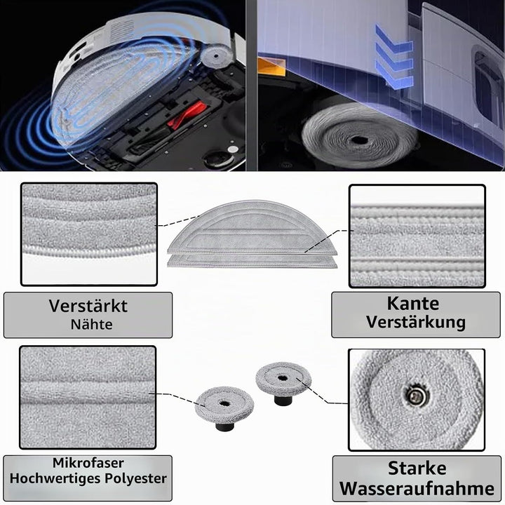 Zubehör für Roborock Saros 10 Staubsauger, 1 Dual-Hauptbürsten, 4 Seitenbürsten, 2 Filter, 4 Wischtü