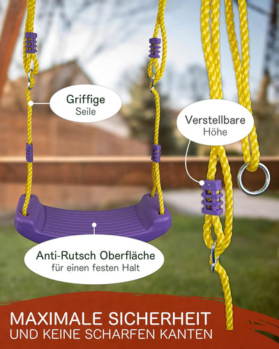 HOQ Schaukel-Sitz - verstellbares Schaukel-Brett - rutschfeste, wetterfeste Kinder-Schaukel - Garten