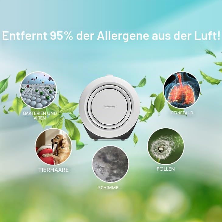 TROTEC Luftreiniger AirgoClean 10 E – HEPA Filter für Allergiker – Räume bis 16 m² /40 m³, Gebläsest