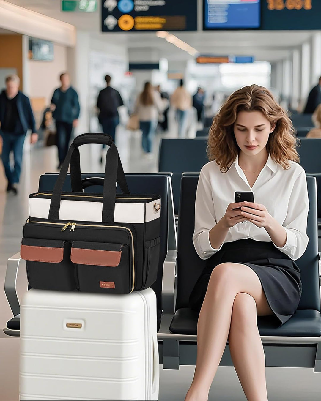 Ytonet Lehrertasche Damen Gross, Schützend Laptoptasche 15,6 Zoll mit Dokumentenmappe A4, Gross Arbe