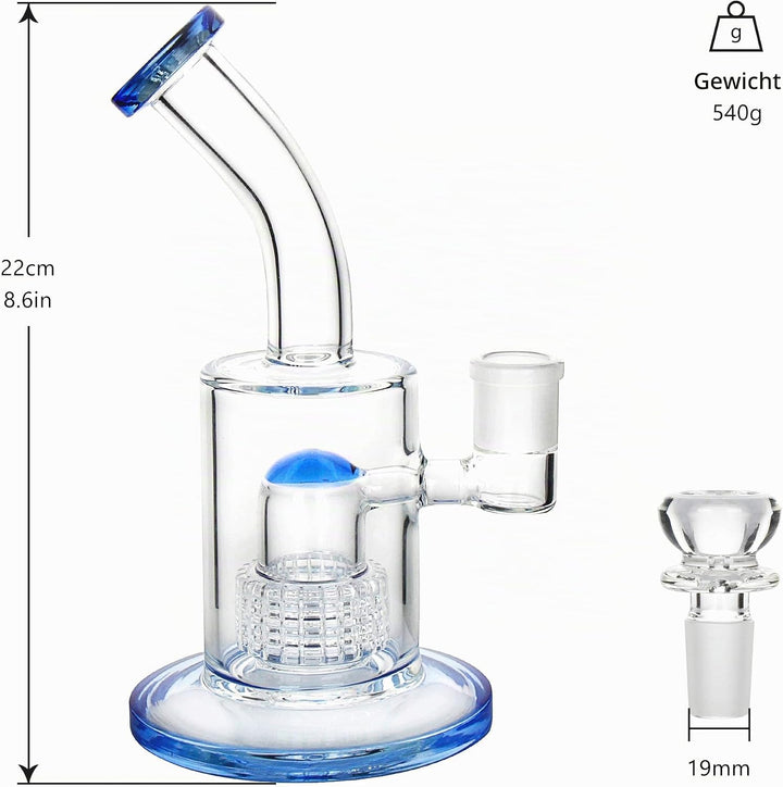 The7boX Thick Bong Glass Water Pipes Smoke Blue Bongs with Percolator 18.8 mm Blau, Blau