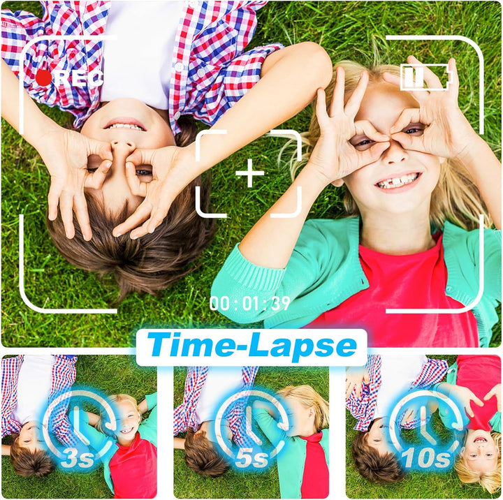 KinderKamera,DigitalKamera Print Sofortbildkamera 1080P 2.4 Zoll Bildschirm Videokamera Schwarzweiss