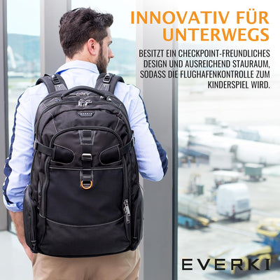 Everki EKP120 – Laptop Rucksack für Notebooks bis 18,4 Zoll (46,7 cm) mit durchdachtem Fächer-Konzep