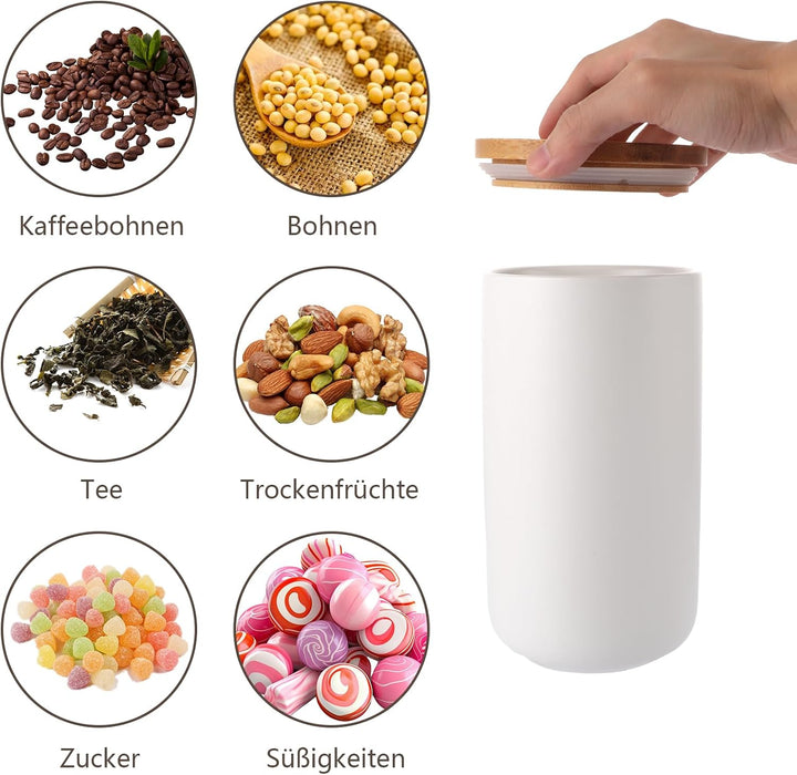kaffeedose keramik, 1000ml keramikdose mit Deckel, Tee, Zucker und Kaffeedosen, Vorratsdosen mit Dec