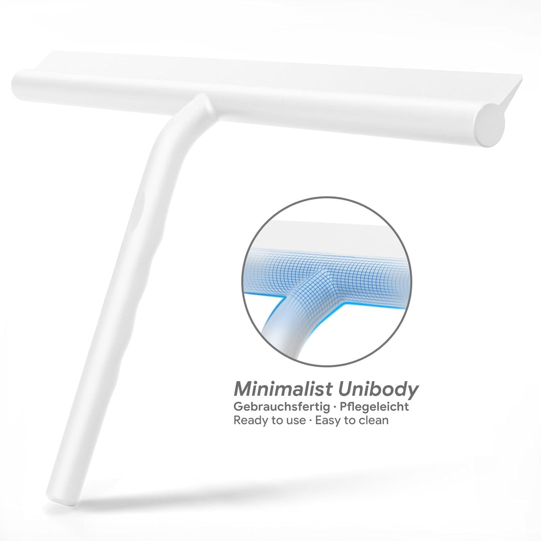 ecooe Silikon Duschabzieher 33cm Weiss, Abzieher Dusche mit Halter, ohne Bohren Duschabzieher, Fenst