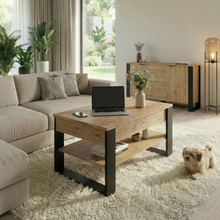 Couchtisch höhenverstellbar mit Stauraum - Couchtische - Wohnzimmertisch klappbar - höhenverstellbar