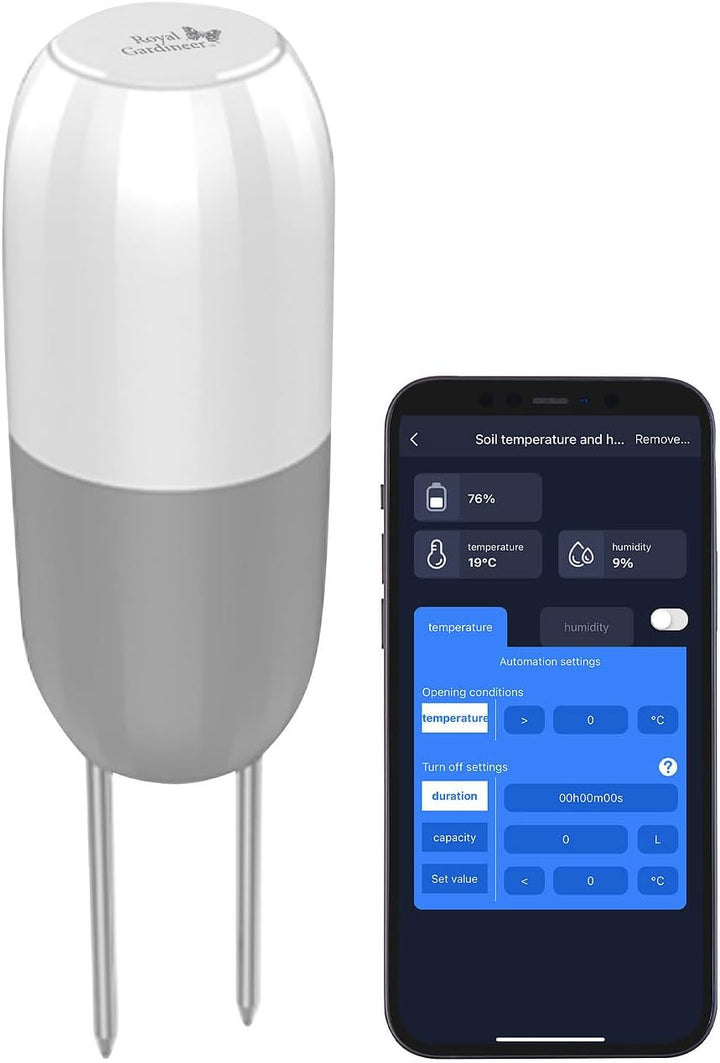 Royal Gardineer Solarbewässerungssysteme: 2er-Set WLAN-Bewässerungscomputer, Solarpanel, App, 2X Bod