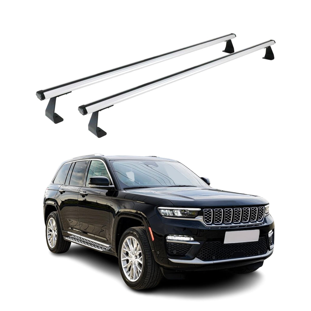 Dachträger Gepäckträger Relingträger kompatibel mit Jeep Compass 2018-2023 Alu Silber 2 TLG