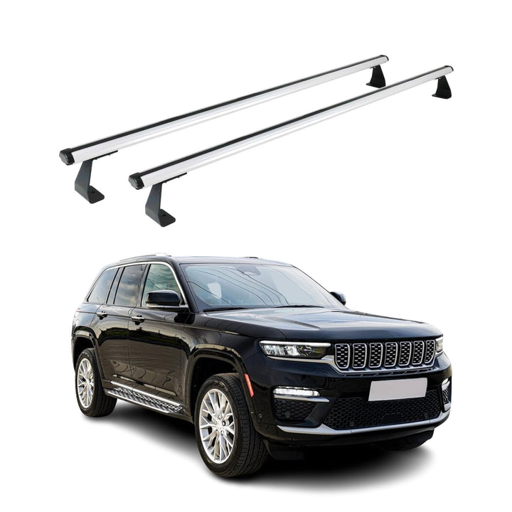 Dachträger Gepäckträger Relingträger kompatibel mit Jeep Compass 2018-2023 Alu Silber 2 TLG