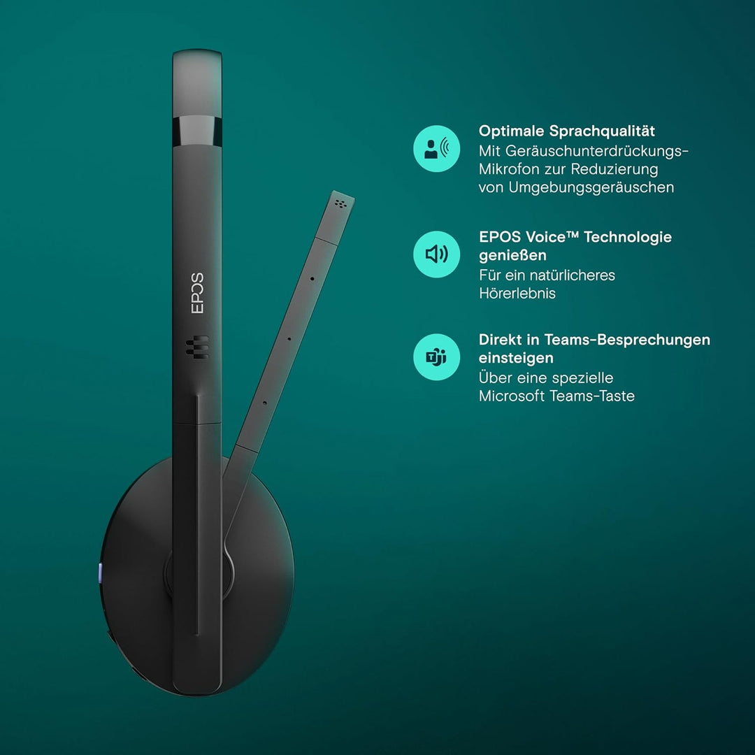 EPOS Adapt 260 - Professionelles Bluetooth-Headset mit Überlegenem Klang, Ganztägigem Komfort und Mu